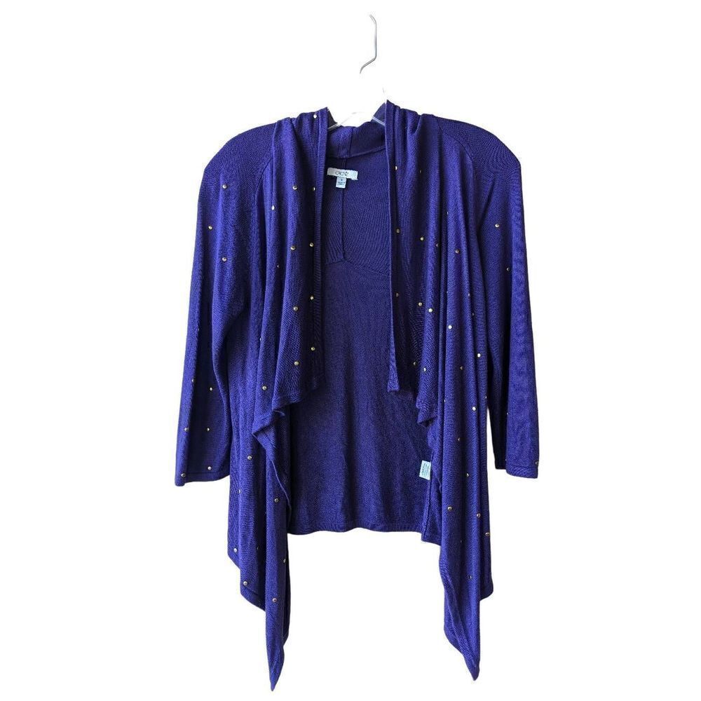 Cache Women's Purple Studded Open Front Cardigan Sweater Size Small